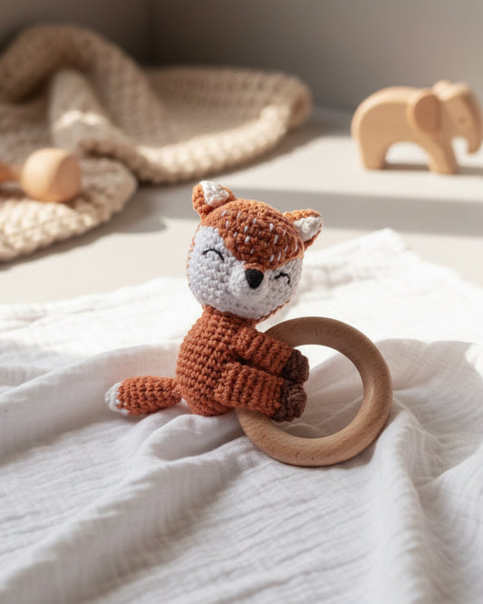 Handmade cotton baby rattles