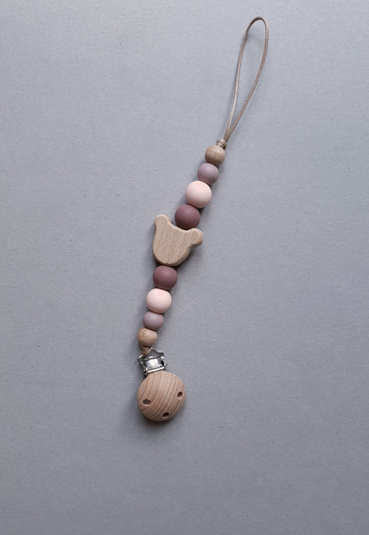 Portaciuccio Neonato in Legno Naturale e Silicone