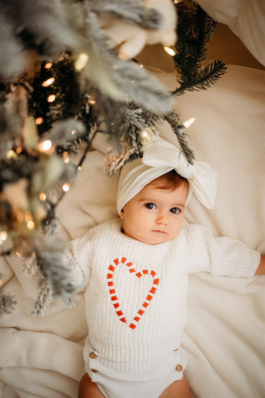 Maglione Neonato Natalizio con ricamo fatto a mano