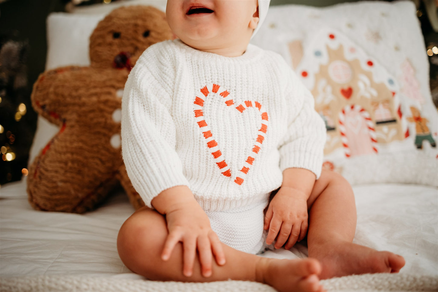 Maglione Neonato Natalizio con ricamo fatto a mano